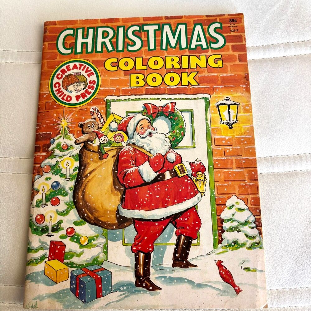 Vintage Christmas Coloring Book Creative Child Press Santa Unused 1980s Retro